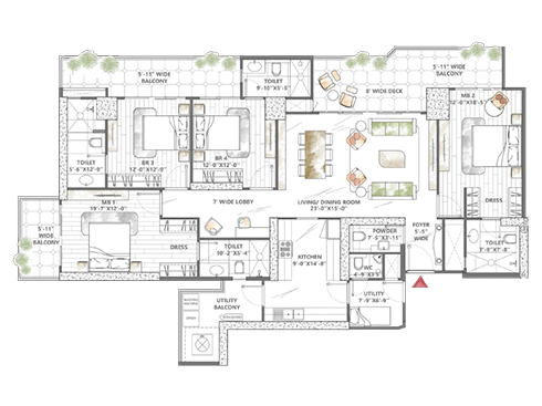 smartworld-skyarc-4.5bhk-floor-plan